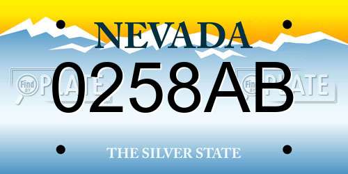 0258AB Nevada License Plate