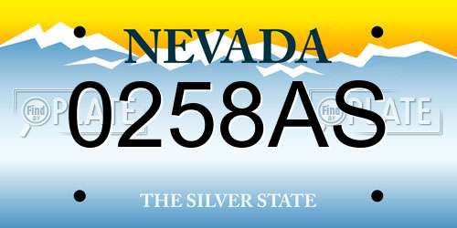 0258AS Nevada License Plate