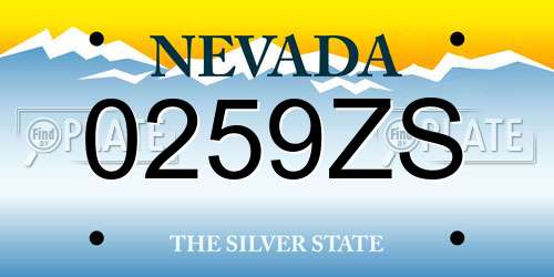 0259ZS Nevada License Plate