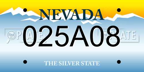 025A08 Nevada License Plate