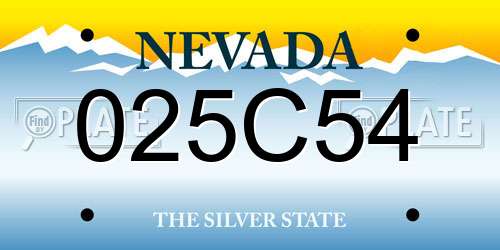025C54 Nevada License Plate