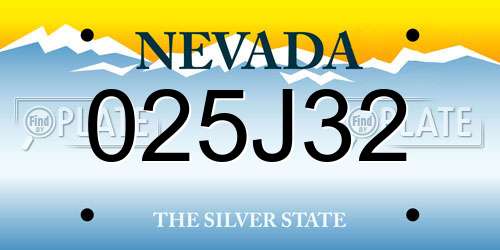 025J32 Nevada License Plate