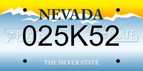 025K52 Nevada License Plate