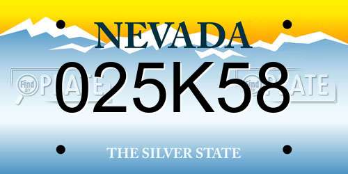 025K58 Nevada License Plate