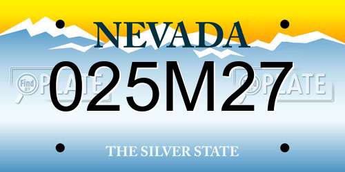 025M27 Nevada License Plate