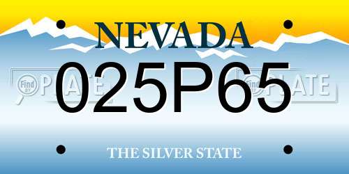 025P65 Nevada License Plate