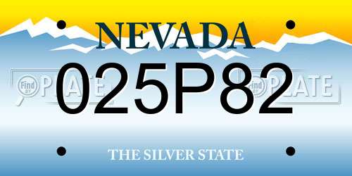025P82 Nevada License Plate