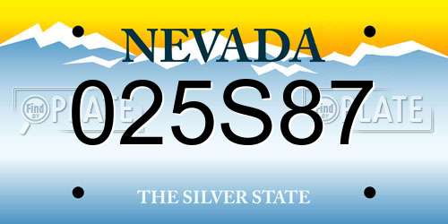 025S87 Nevada License Plate