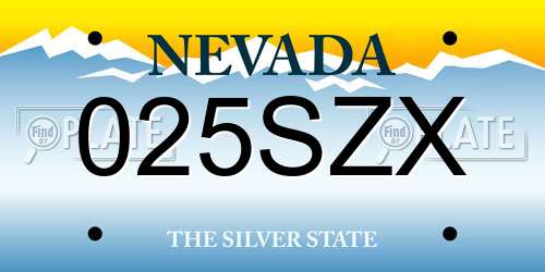 025SZX Nevada License Plate