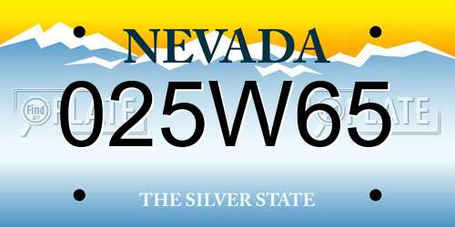 025W65 Nevada License Plate