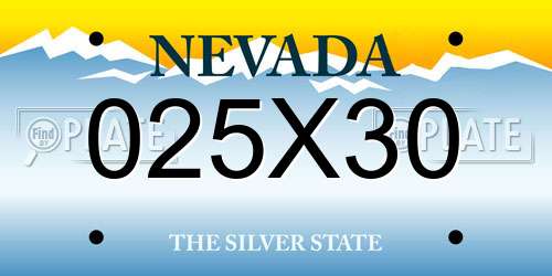 025X30 Nevada License Plate