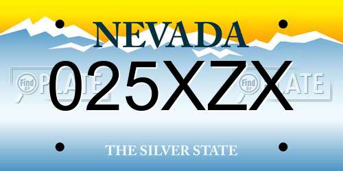 025XZX Nevada License Plate