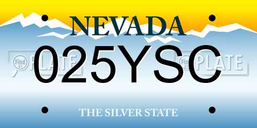 025YSC Nevada License Plate