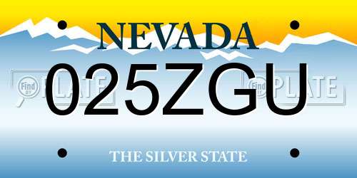 025ZGU Nevada License Plate