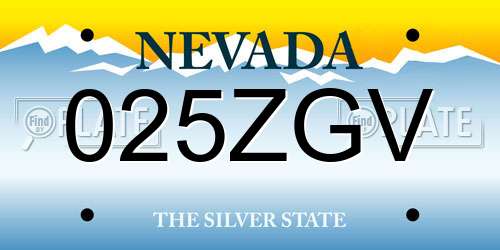 025ZGV Nevada License Plate