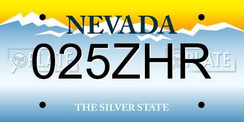 025ZHR Nevada License Plate