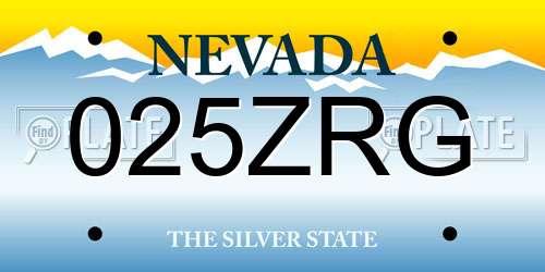 025ZRG Nevada License Plate