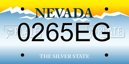 0265EG Nevada License Plate