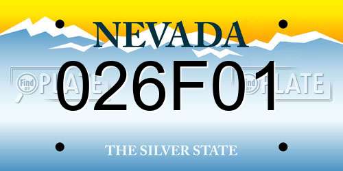 026F01 Nevada License Plate