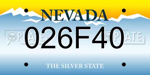 026F40 Nevada License Plate