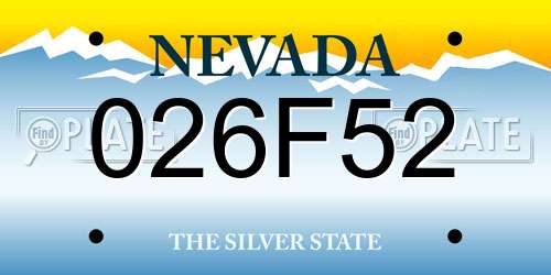 026F52 Nevada License Plate