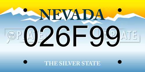 026F99 Nevada License Plate