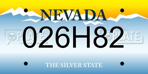 026H82 Nevada License Plate