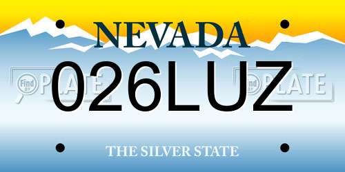 026LUZ Nevada License Plate