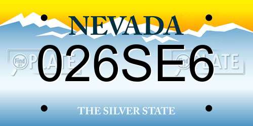 026SE6 Nevada License Plate
