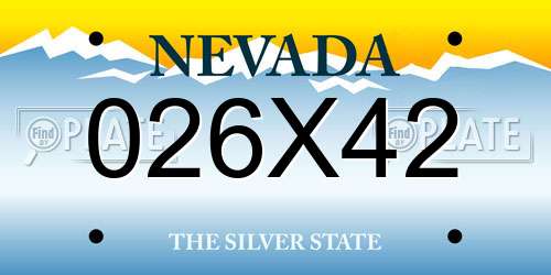 026X42 Nevada License Plate