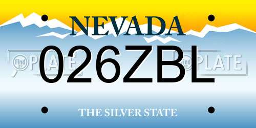 026ZBL Nevada License Plate