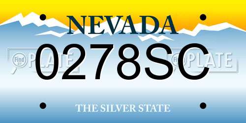0278SC Nevada License Plate