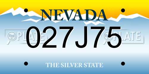 027J75 Nevada License Plate