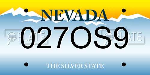 027OS9 Nevada License Plate