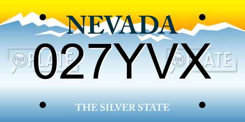 027YVX Nevada License Plate