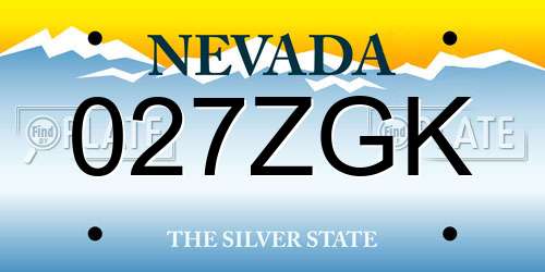 027ZGK Nevada License Plate