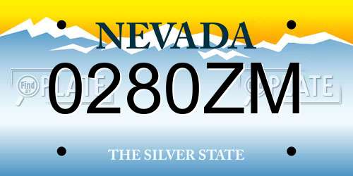 0280ZM Nevada License Plate