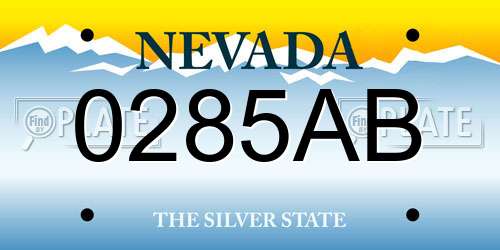 0285AB Nevada License Plate
