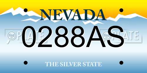 0288AS Nevada License Plate