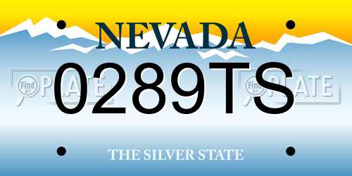 0289TS Nevada License Plate