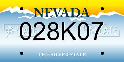028K07 Nevada License Plate