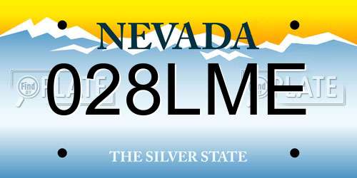 028LME Nevada License Plate
