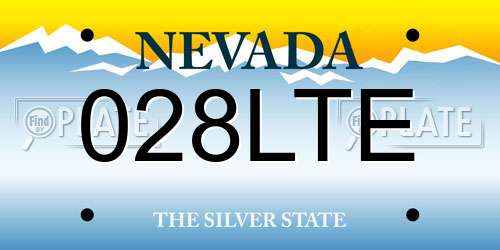 028LTE Nevada License Plate