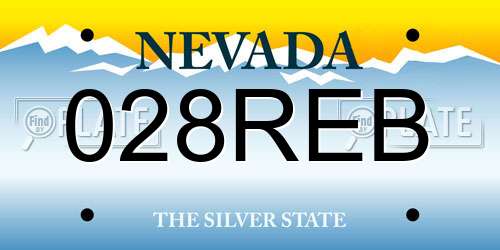 028REB Nevada License Plate