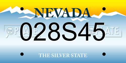 028S45 Nevada License Plate