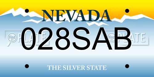 028SAB Nevada License Plate