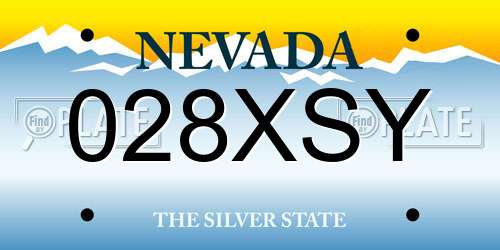 028XSY Nevada License Plate