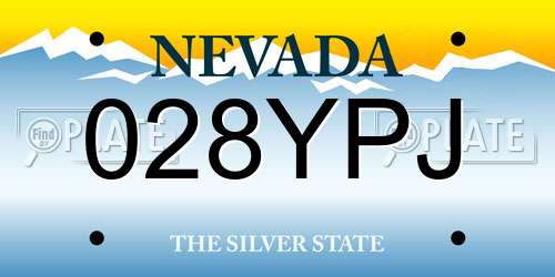 028YPJ Nevada License Plate