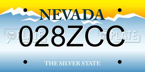 028ZCC Nevada License Plate