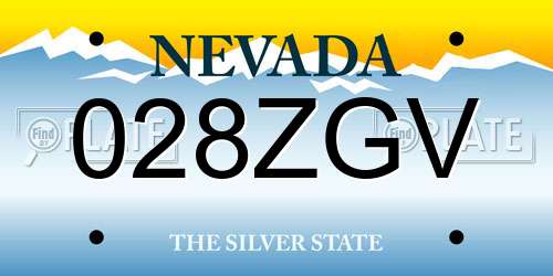 028ZGV Nevada License Plate